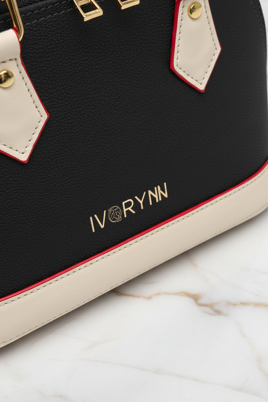 IVORYNN bag - close-up hardware details on gold marble