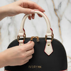 IVORYNN bag - close-up hardware details on gold marble