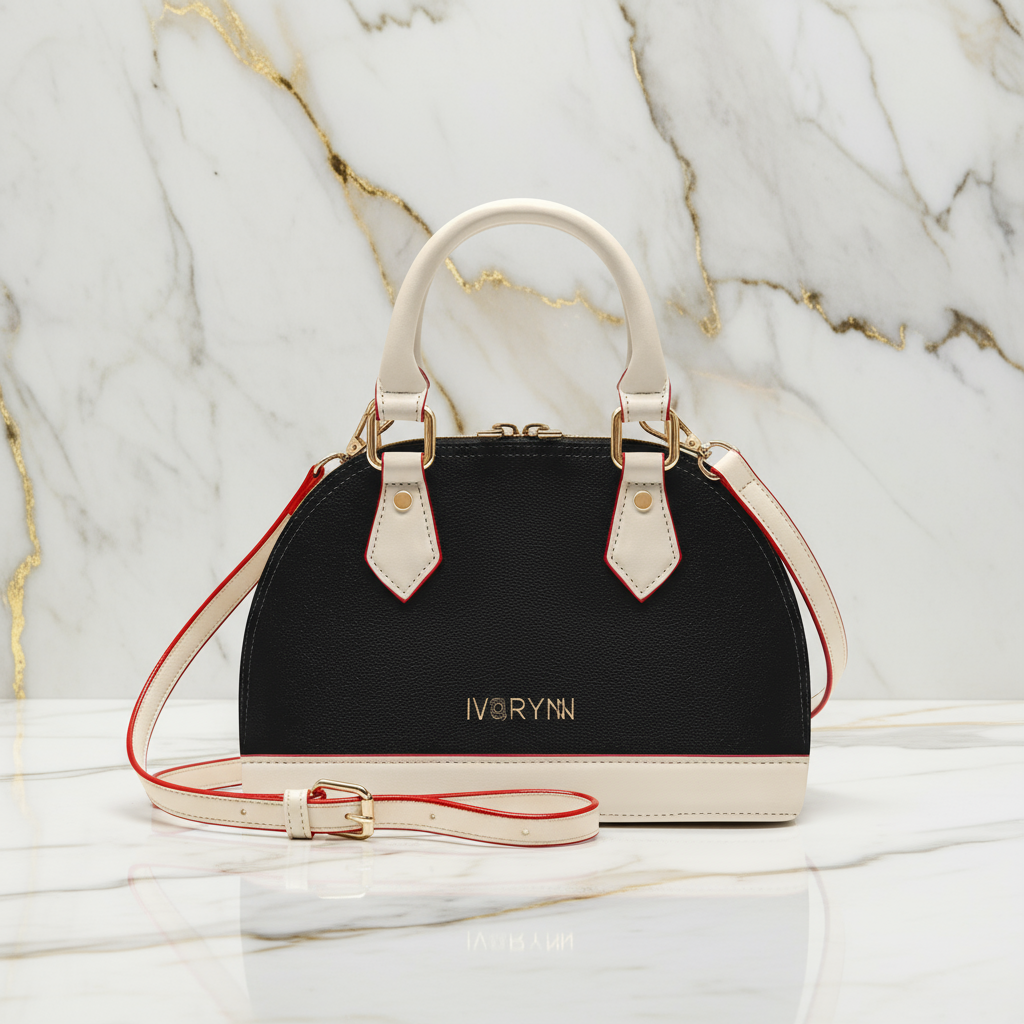 IVORYNN bag - front view on gold marble