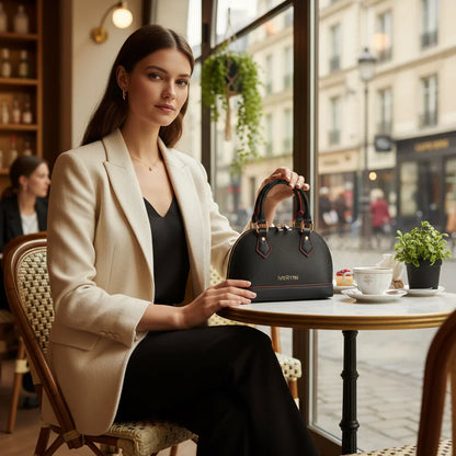 IVORYNN bag in European café - seated