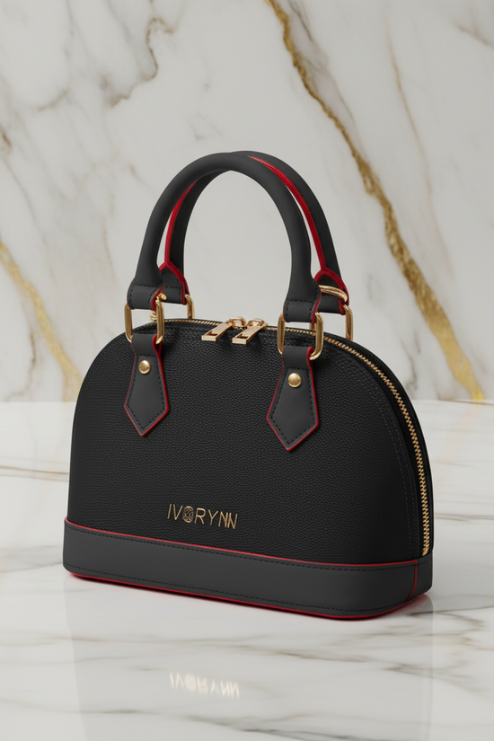 IVORYNN bag on gold marble - angled view