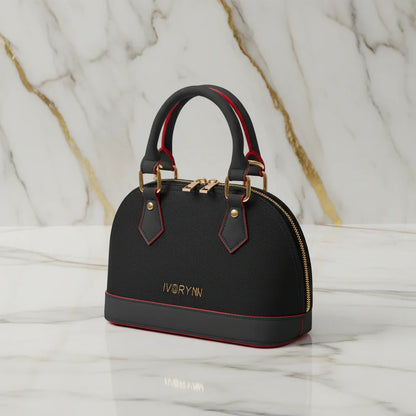 IVORYNN bag on gold marble - angled view
