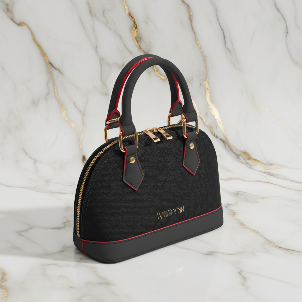 IVORYNN bag on gold marble - front view