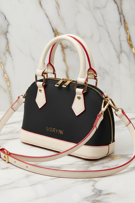 IVORYNN bag - three-quarter angle on gold marble