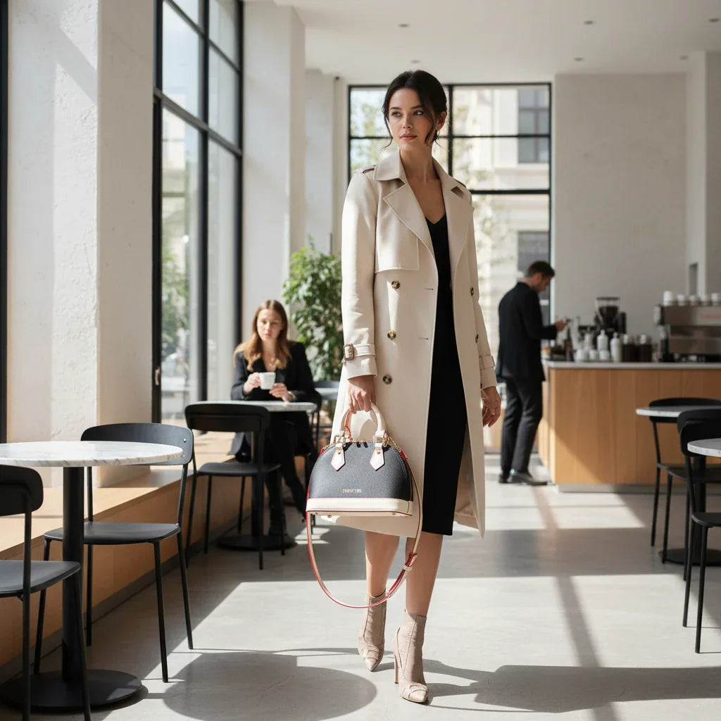 IVORYNN bag - walking through café