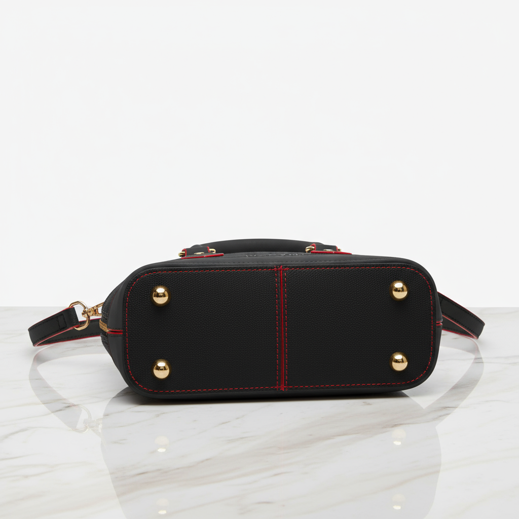 IVORYNN black bag - bottom view on gold marble