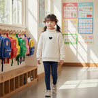 Japanese girl by backpack storage