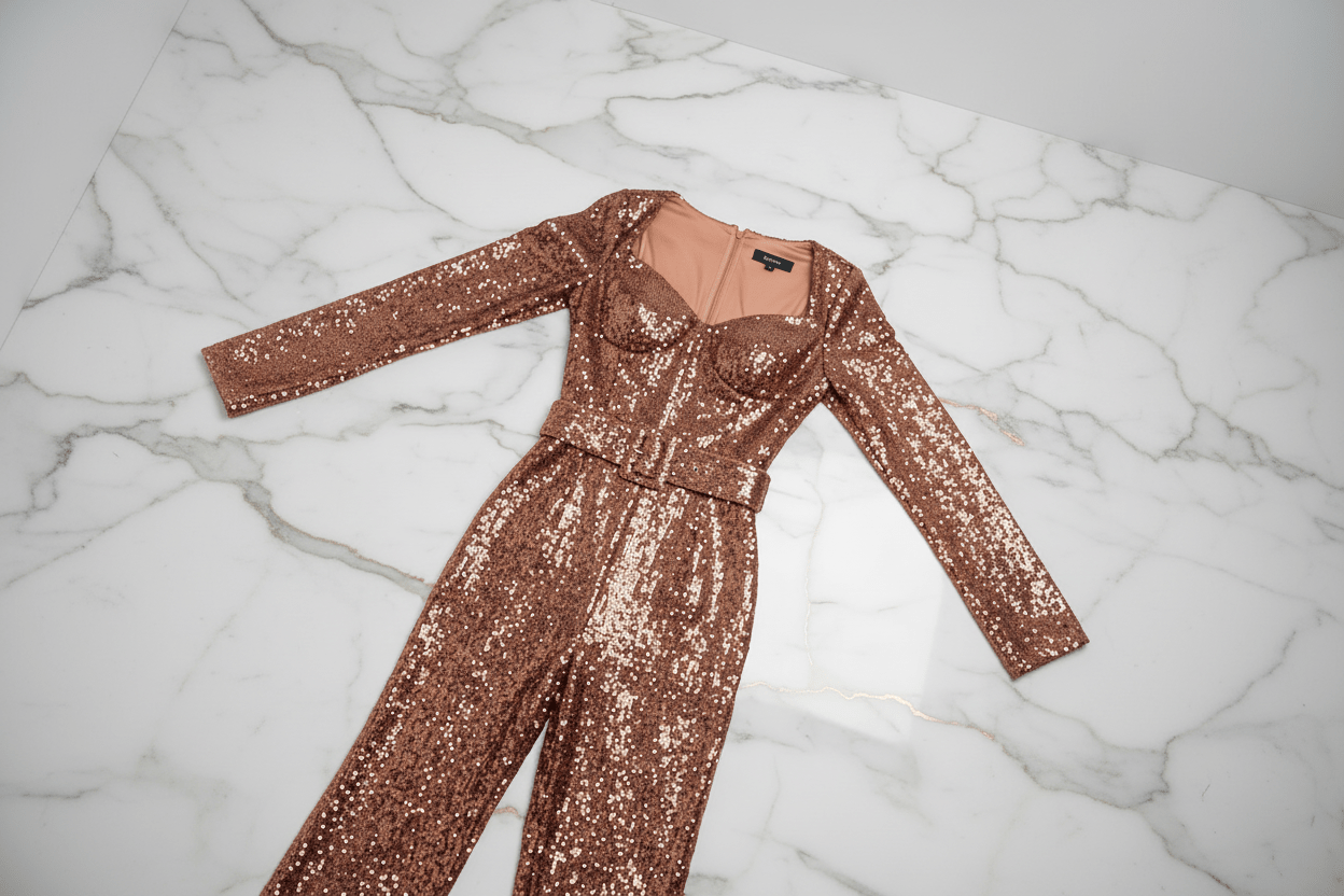 Jumpsuit Belt Sleeves Champagne