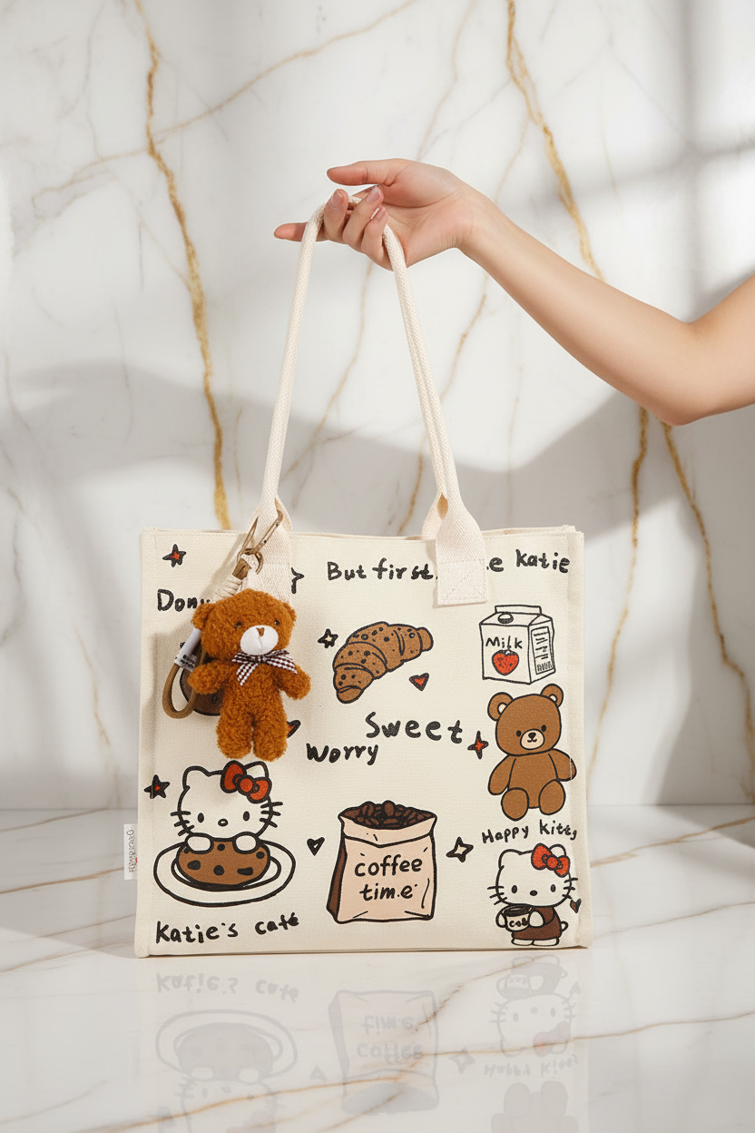 Katie's Cafe Bag in Hand - Marble Background