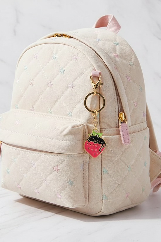 Keychain dangling from bag