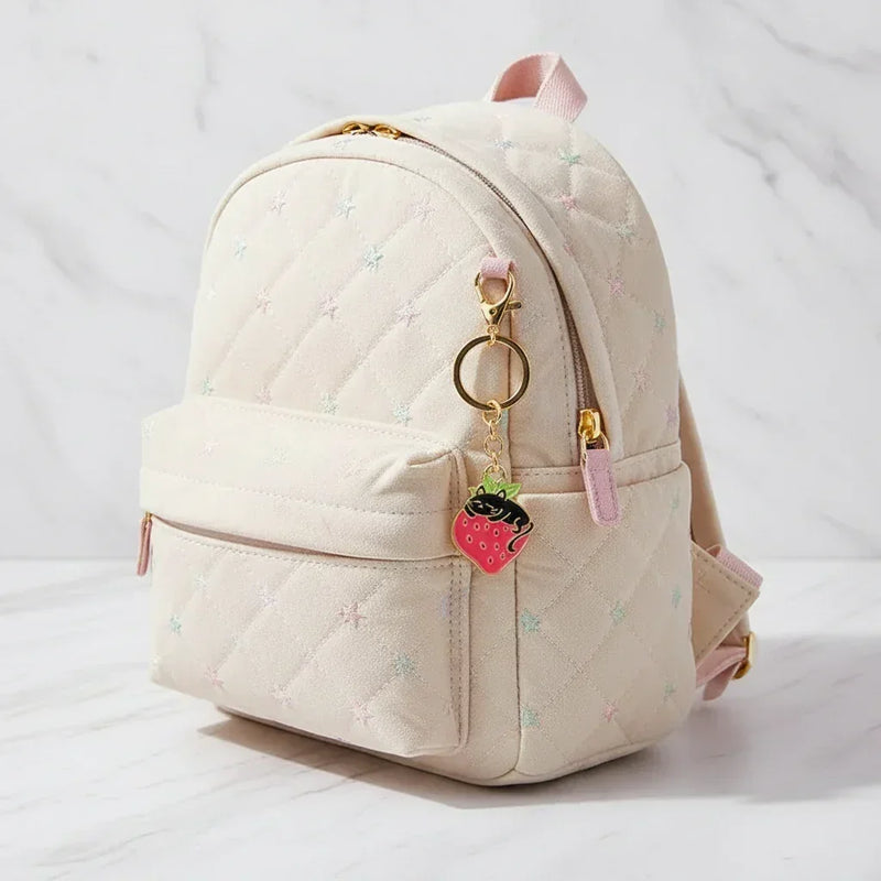 Keychain dangling from bag