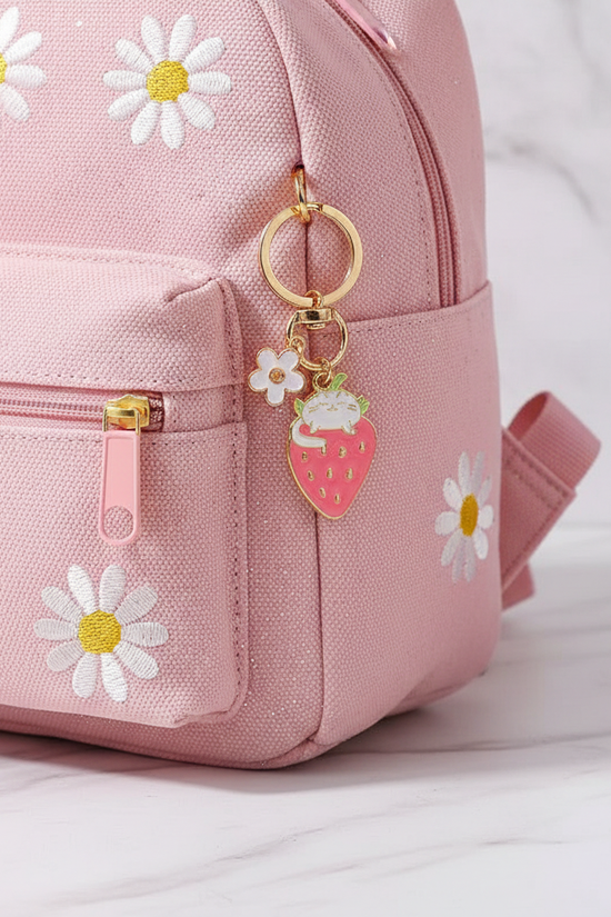 Keychain dangling from bag