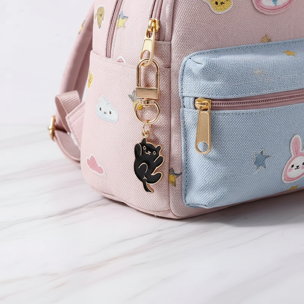 Keychain dangling from bag