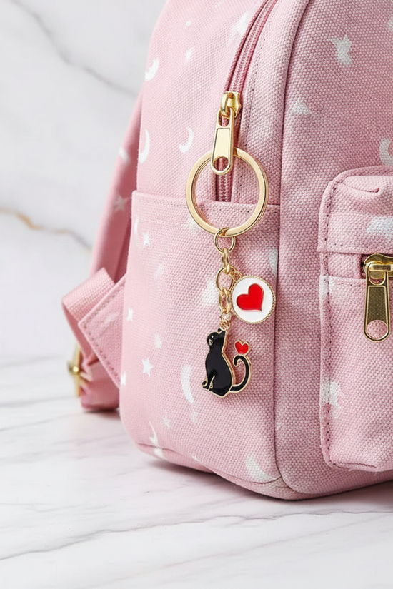 Keychain dangling from bag