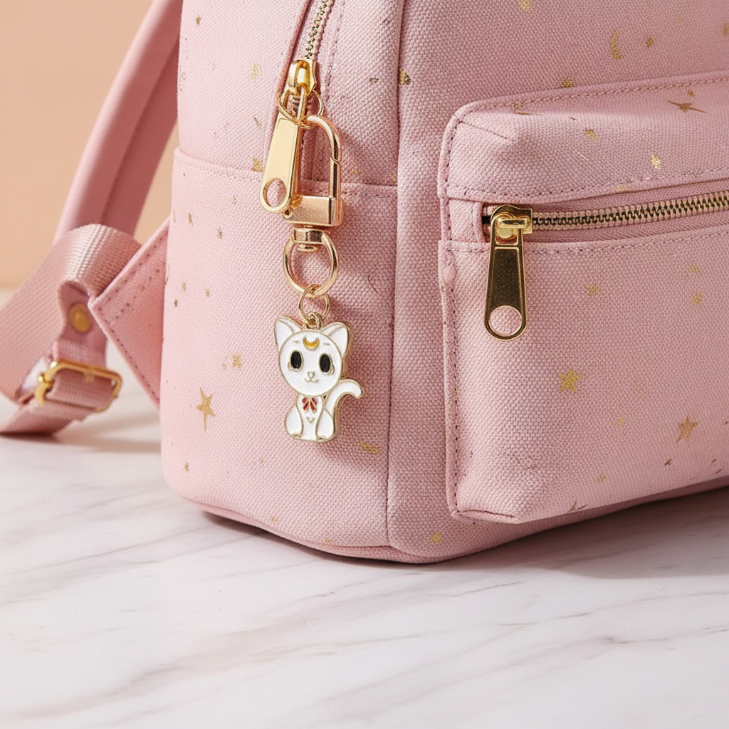 Keychain dangling from bag