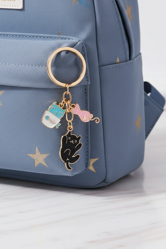 Keychain dangling from bag