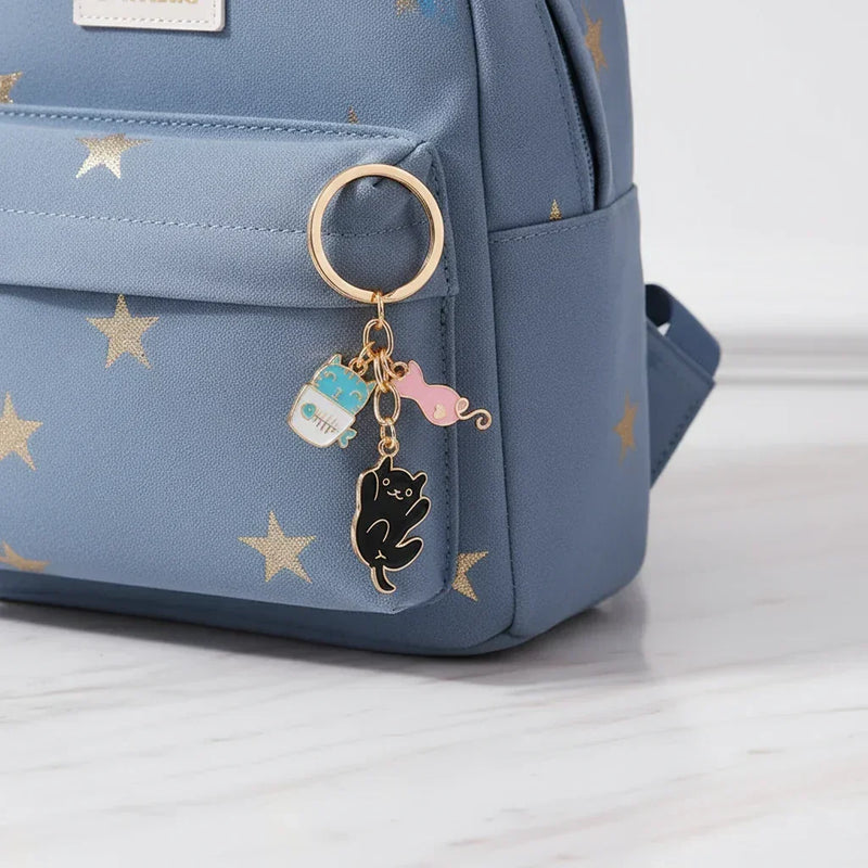 Keychain dangling from bag