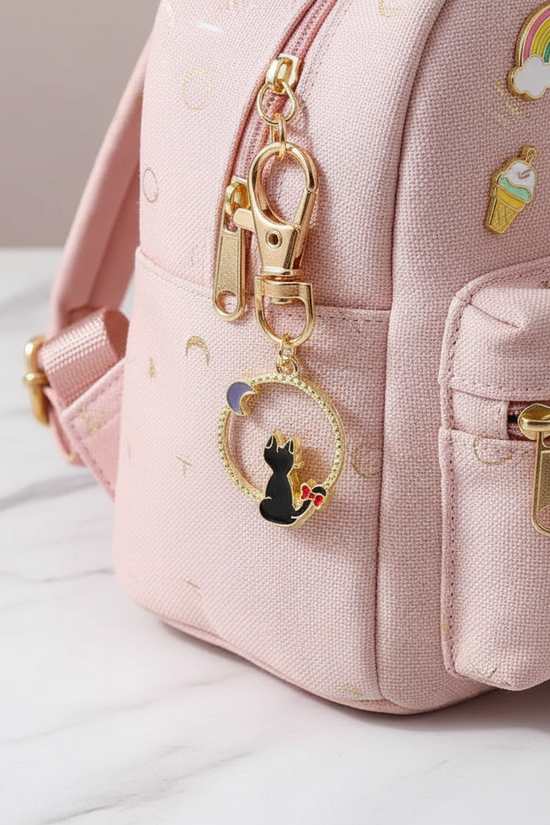 Keychain dangling from bag