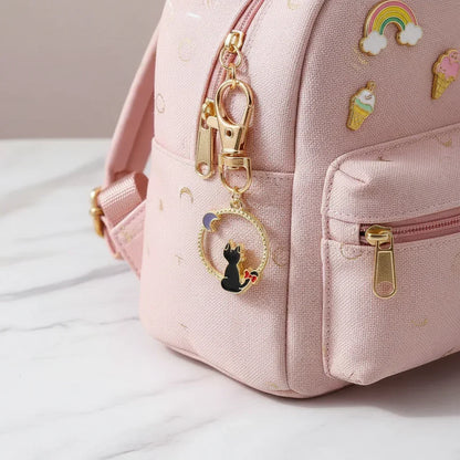 Keychain dangling from bag