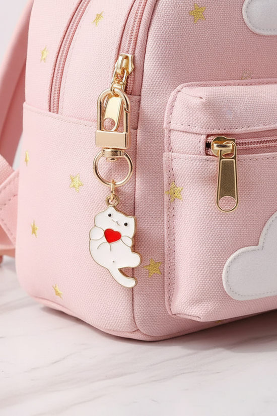 Keychain dangling from bag