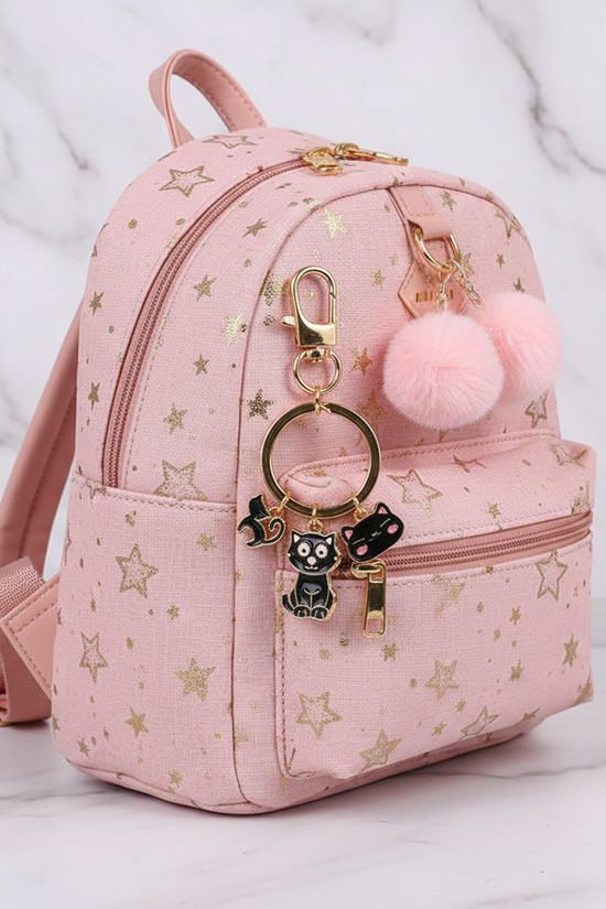 Keychain dangling from bag