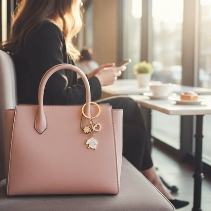 Keychain in dreamy café setting