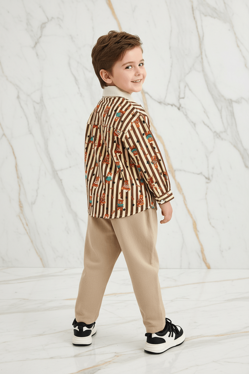 Kids Bear Stripe Suit - Back View