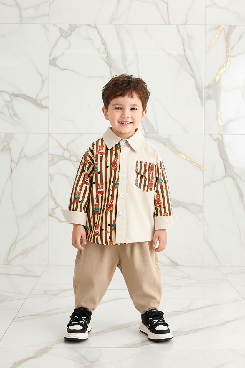 Kids Bear Stripe Suit - Front Standing
