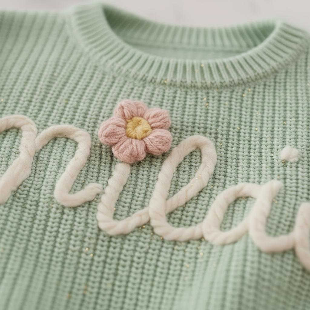 Knit texture and flower detail