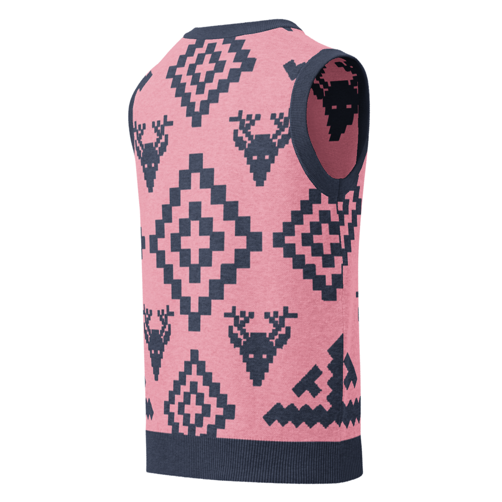 Classic Vintage V-neck Pink Men Knitted vest