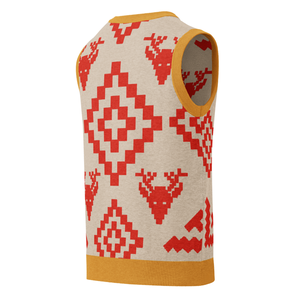 Classic Vintage V-neck Orange Men Knitted vest