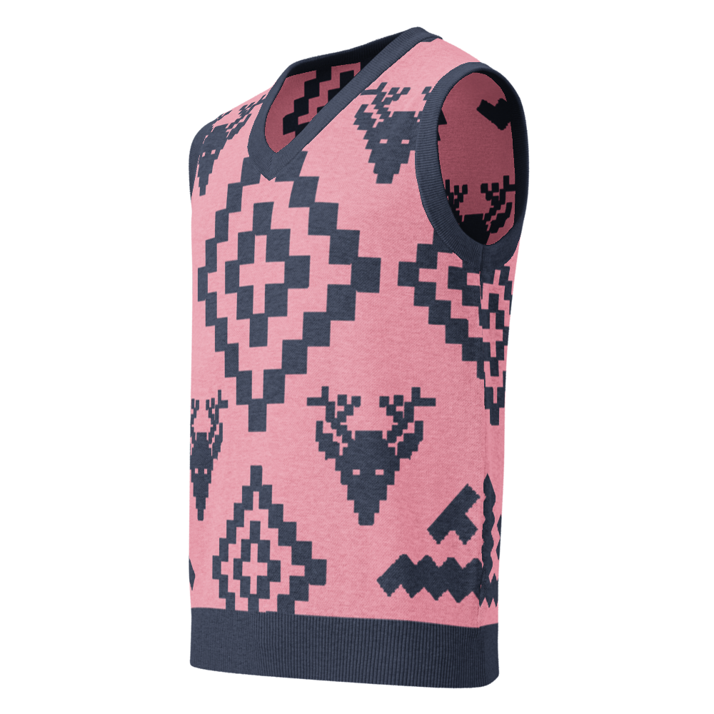 Classic Vintage V-neck Pink Men Knitted vest
