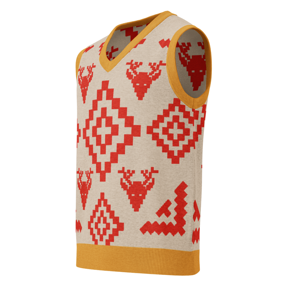 Classic Vintage V-neck Orange Men Knitted vest
