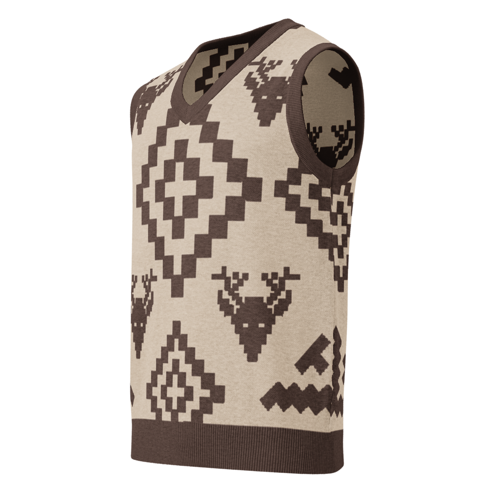 Classic Vintage V-neck Brown Men Knitted vest
