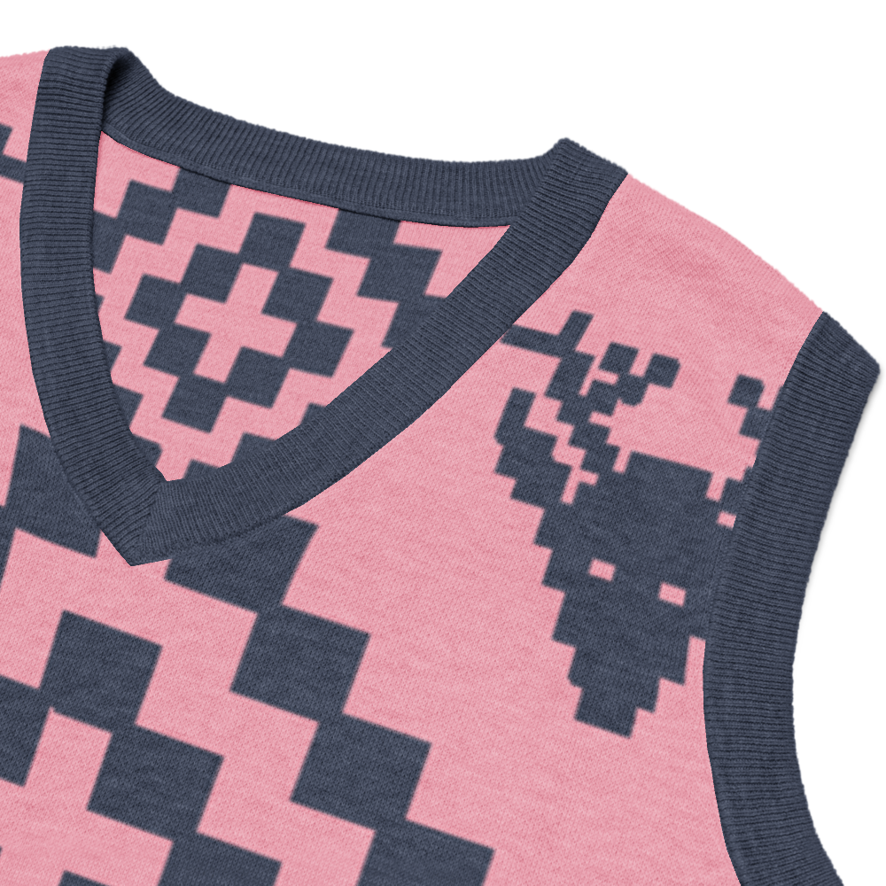 Classic Vintage V-neck Pink Men Knitted vest
