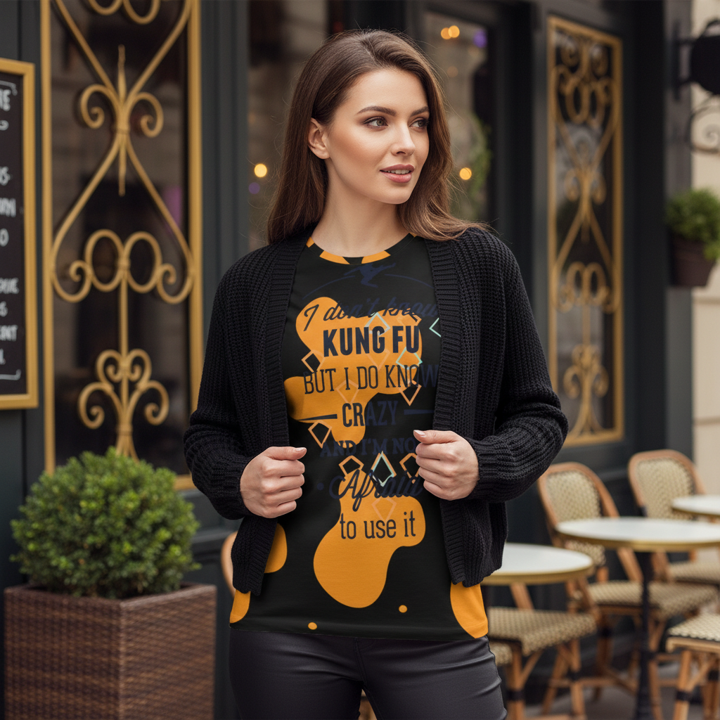 Kung Fu T-Shirt Black Jacket Close-Up