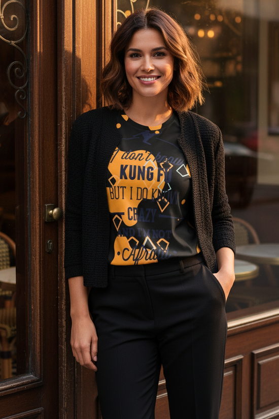 Kung Fu T-Shirt Black Jacket Doorway