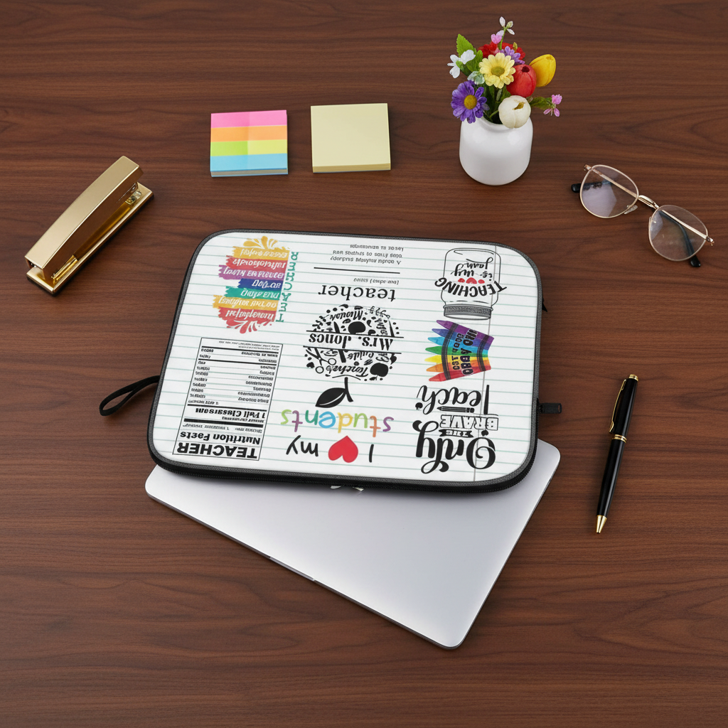 Laptop Sleeve Flat Lay Office