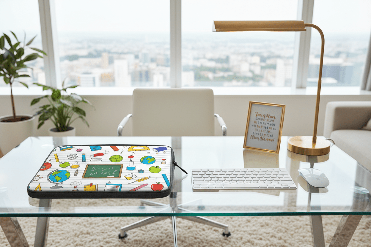 Laptop Sleeve Glass Desk