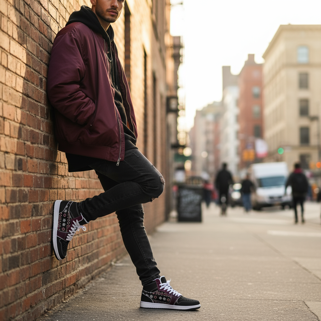 Leaning against brick wall