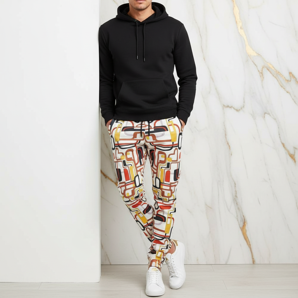 Leaning against wall, hands in pockets