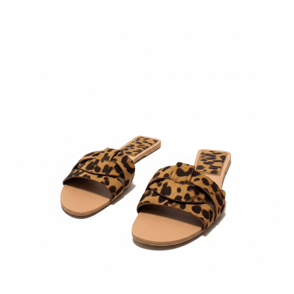Leopard Sandals White Background