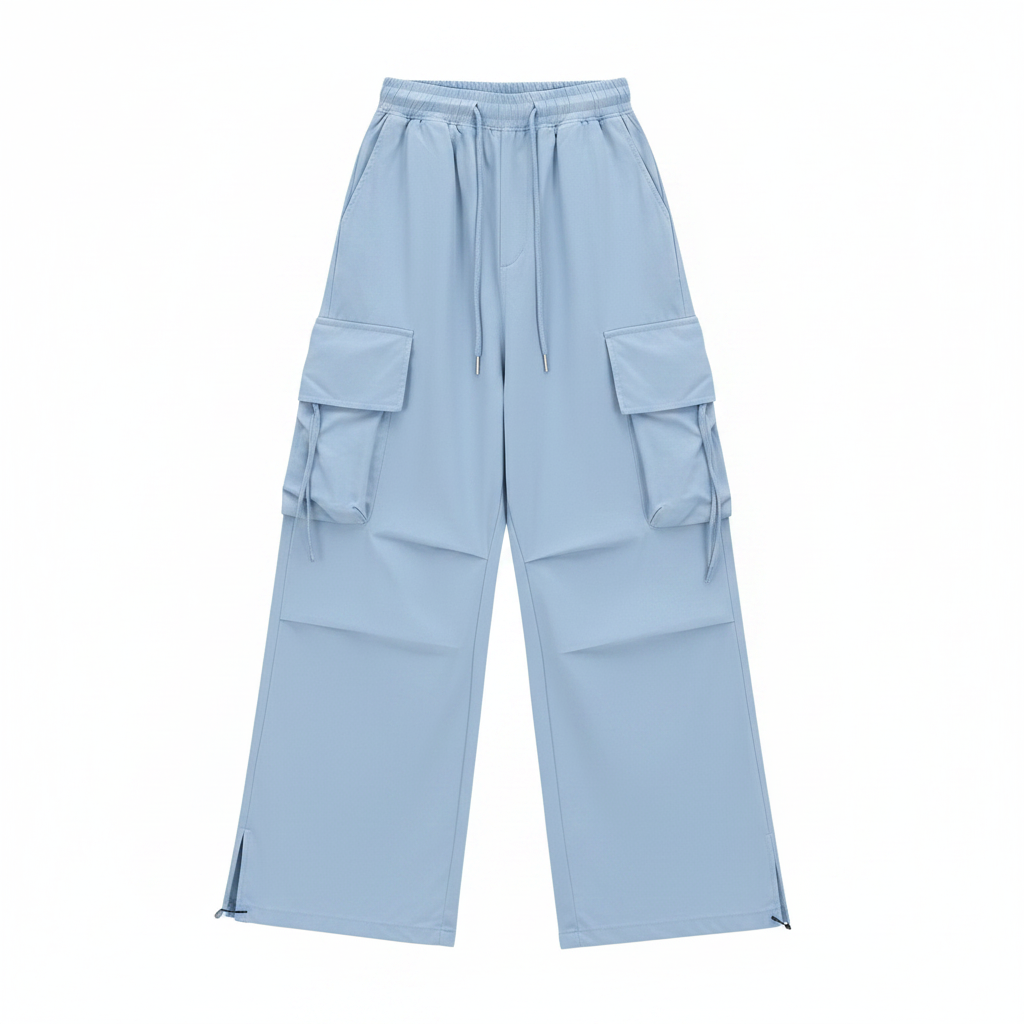 Light Blue Cargo Pants - White Background