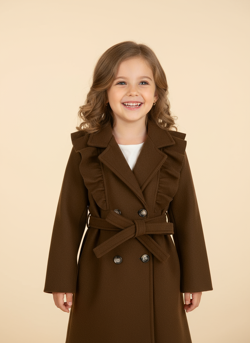 Little girl in brown coat - portrait