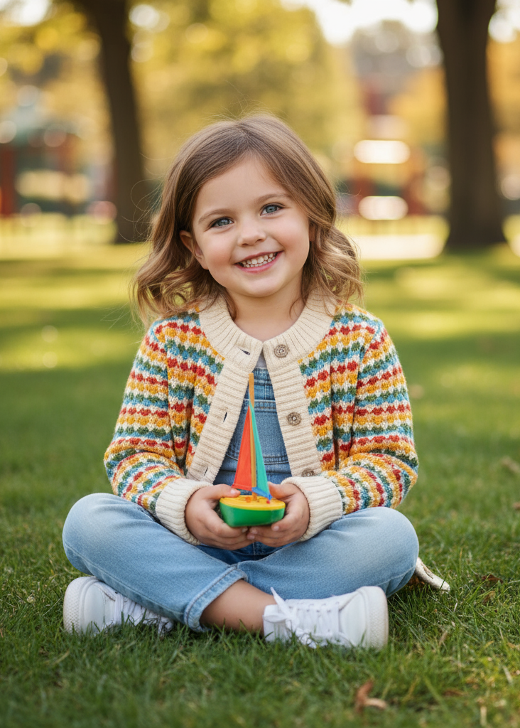 Little girl in cardigan at park