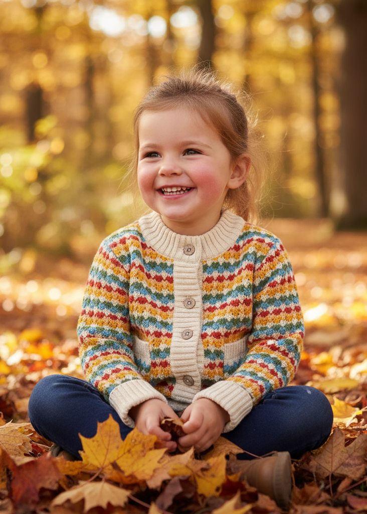 Little girl in cardigan outdoors