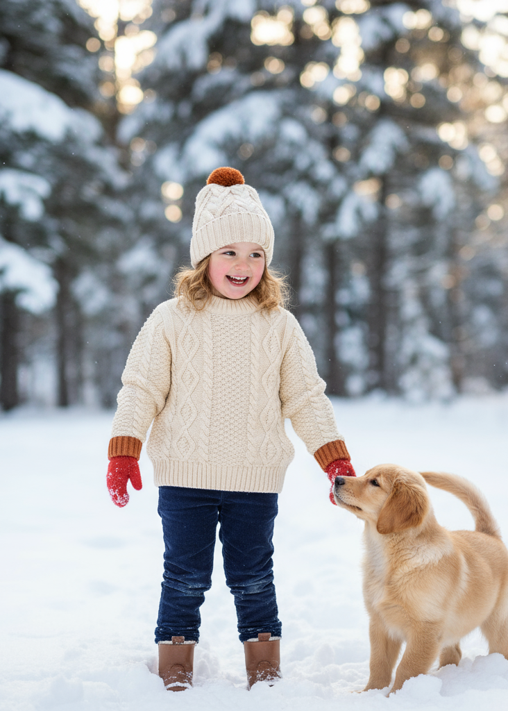 Little girl in winter jumper - outdoor setting