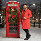 London phone booth with Christmas decorations