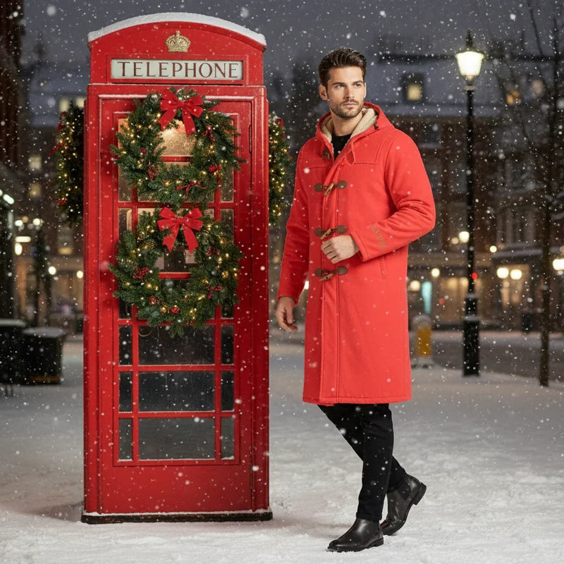 London phone booth with Christmas decorations