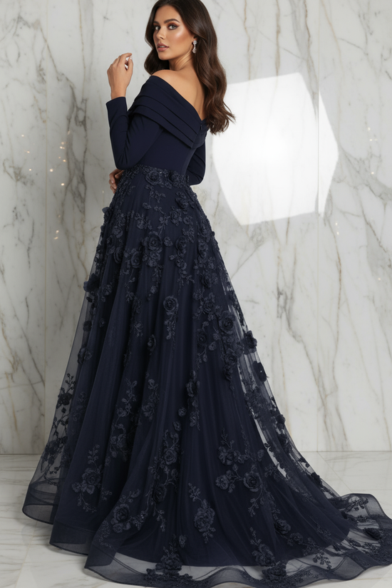 Looking over shoulder - Black gown